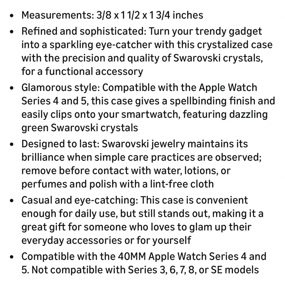 SWAROVSKI Millenia 40mm Apple Watch Cover Rhodium & Green Crystals Series 4 & 5